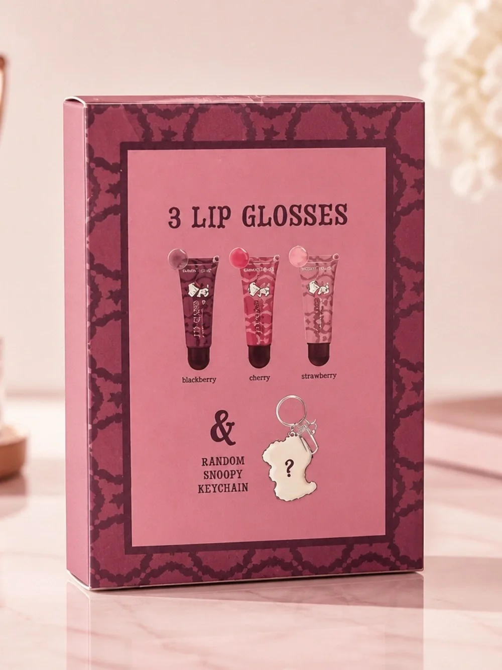 PEANUTS x Celavi Snoopy 3 Lip Glosses + Mystery Keychain Blind Box